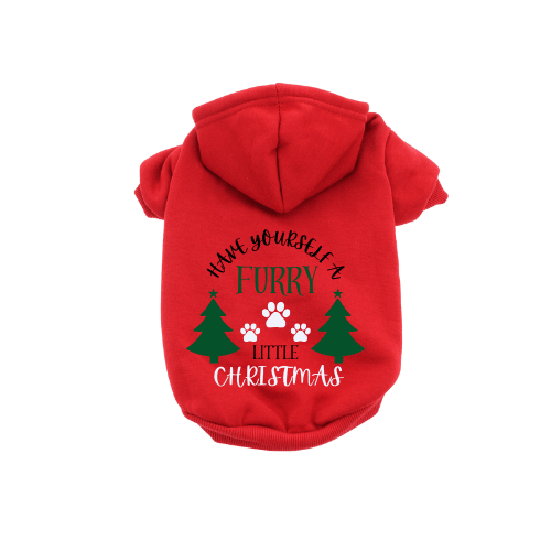 Bark Fifth Avenue Have Yourself A Furry Little Christmas- Dog Hoodie: XS / Red