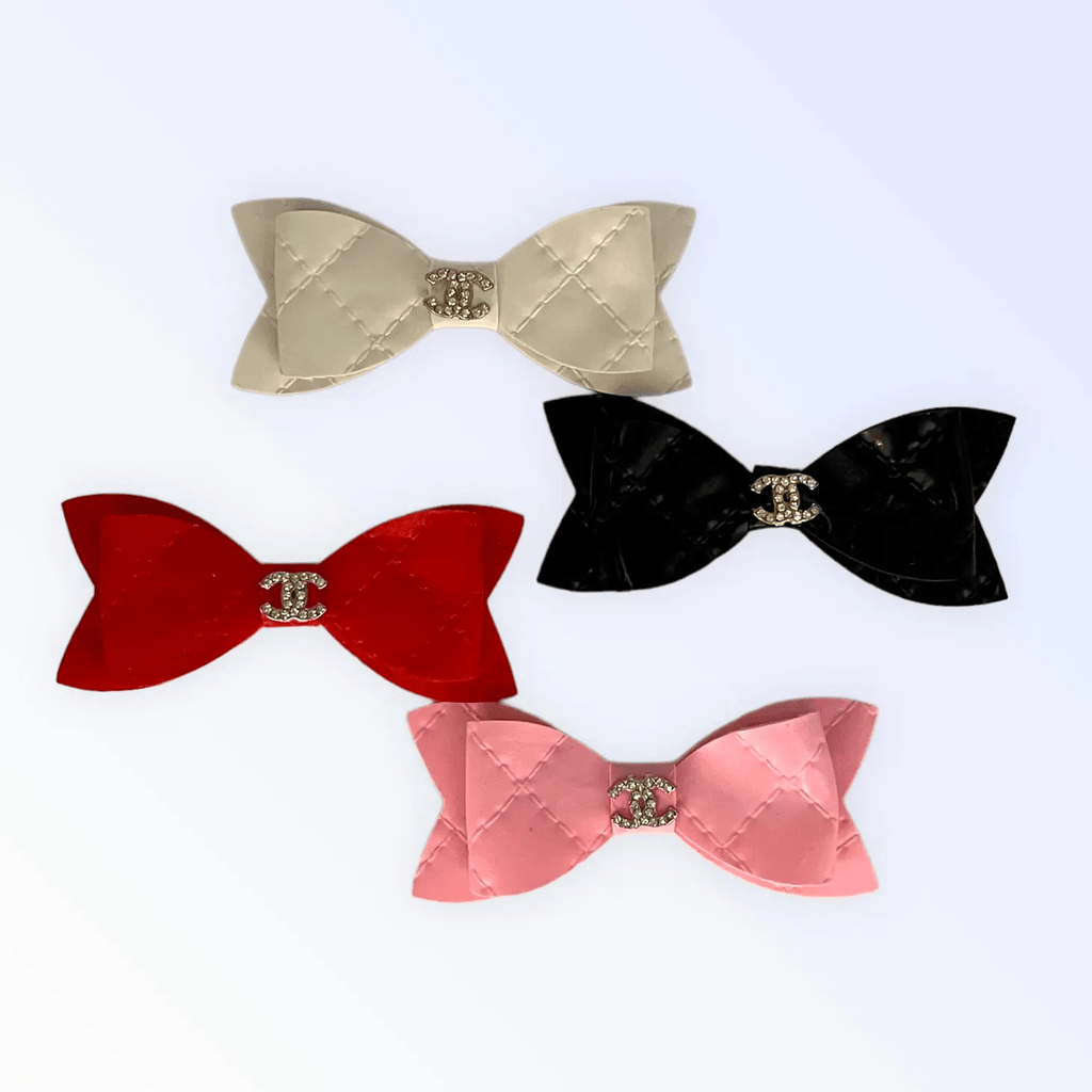 Bark Fifth Avenue Quilted CC Leather Hair Bows