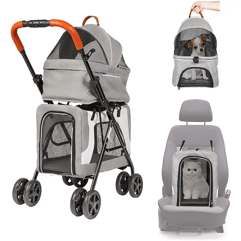 Furr-Baby Gifts Luxury Double Pet Strollers, 3 in 1 Detachable Four Wheels
