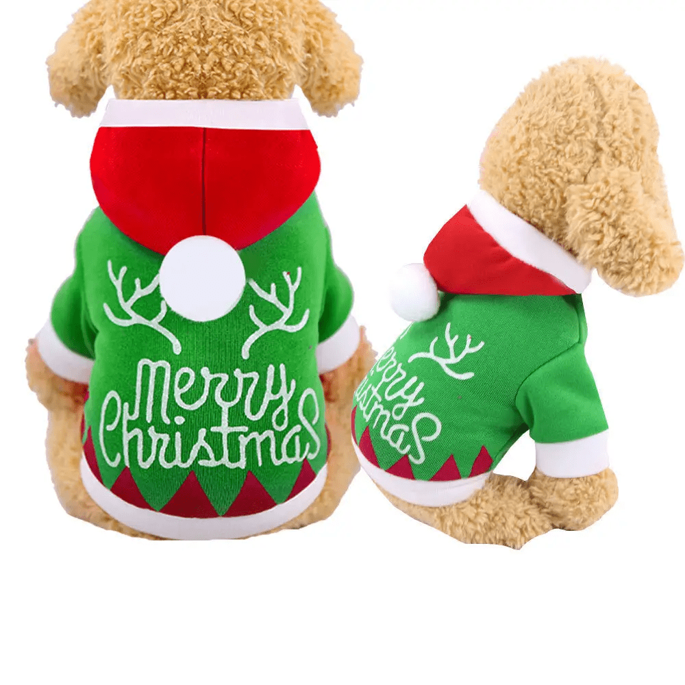 Furr-Baby Gifts XS / Green Xmas Christmas Pet Santa Costume Hoodie