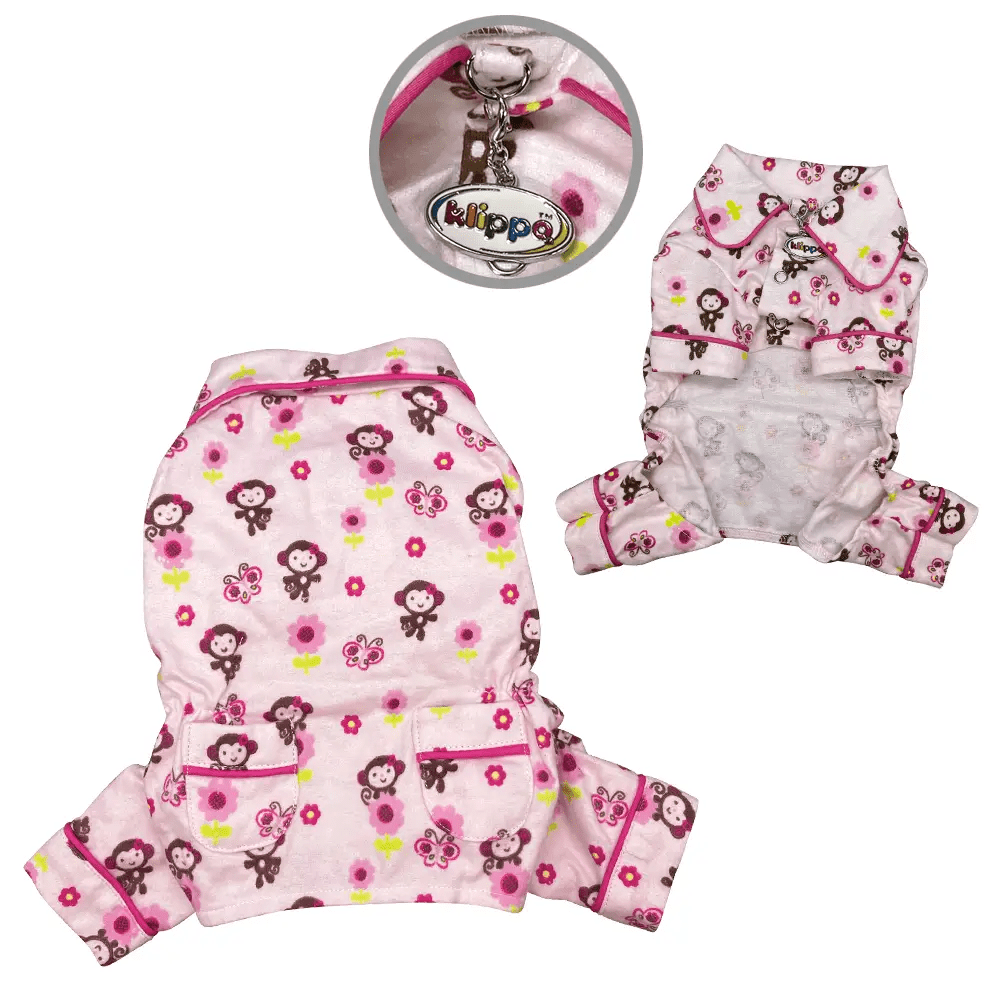 Klippo Girly Monkey Flannel Pajamas with 2 Pockets