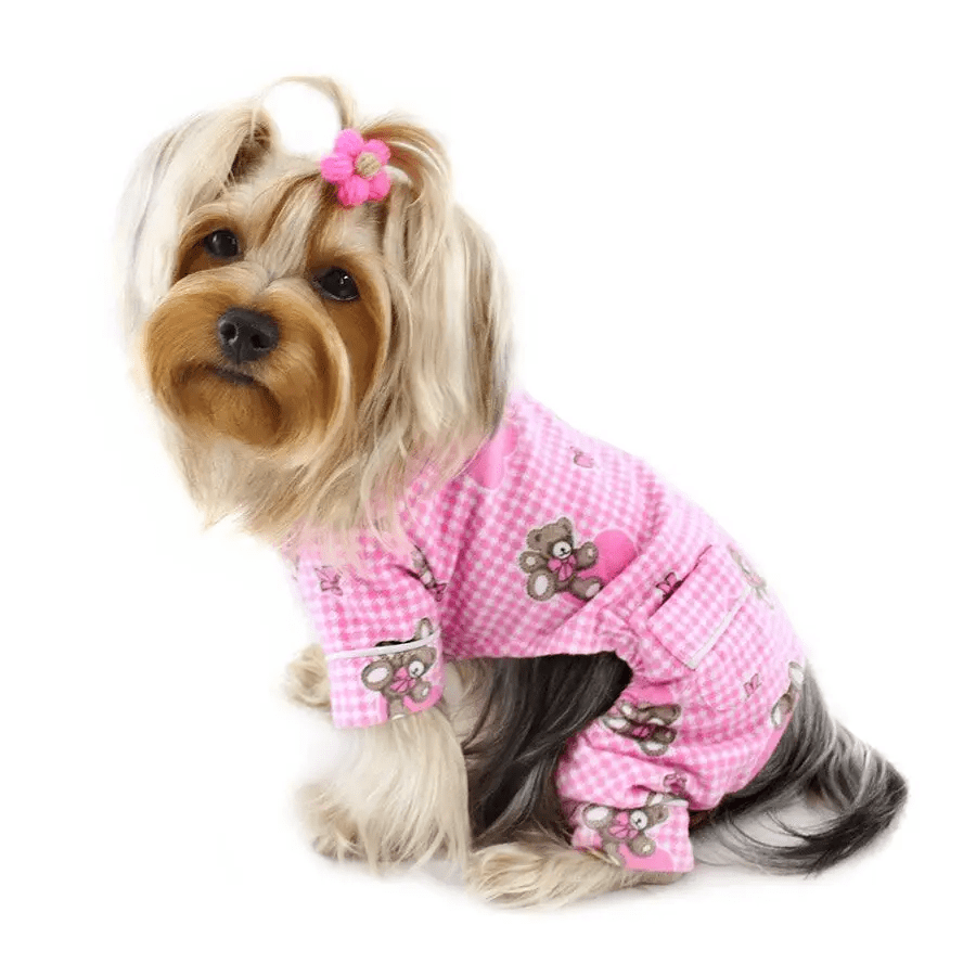 Klippo XS Teddy Bear Love Flannel Pajamas - Pink