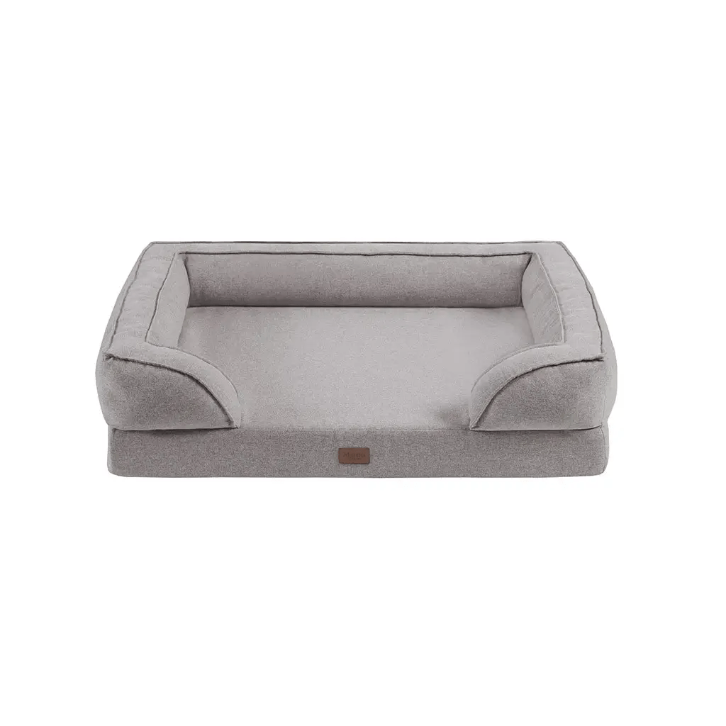 Olliix S / Grey Bolstered 2-Layer Dog Bed with Gel Memory Foam