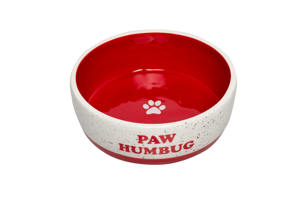 Pearhead "Paw Humbug" Holiday Ceramic Dog Bowl, Medium