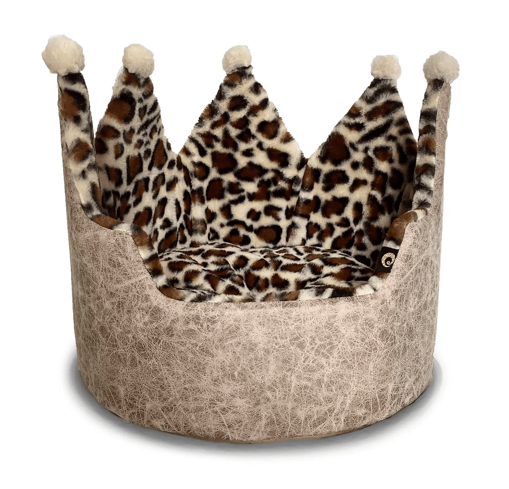 Precious Tails Taupe Leopard Print Crown Pet Bed