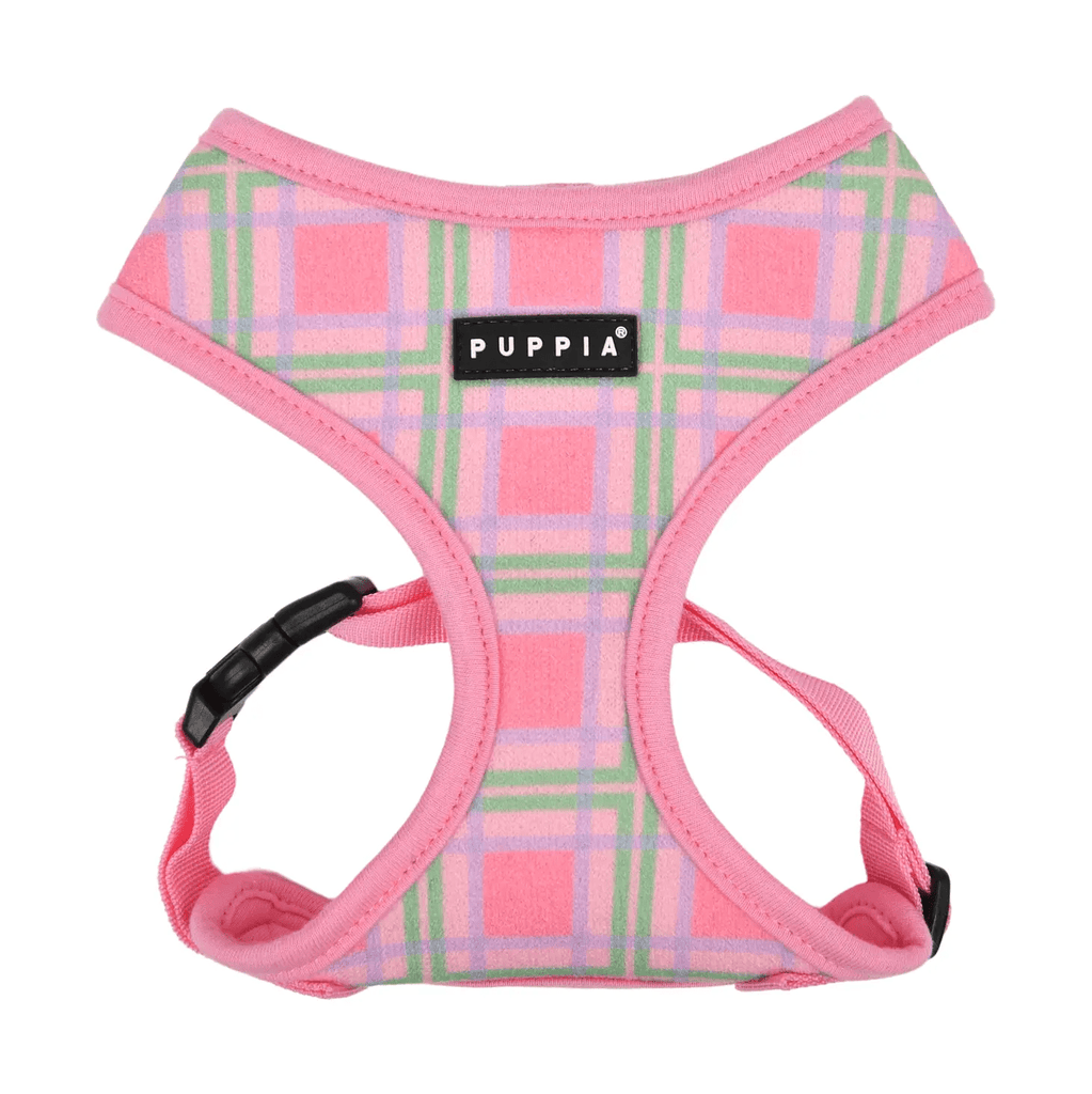 Puppia S / Pink Jaylen Dog Harness Over-the-head Adjustable Plaid