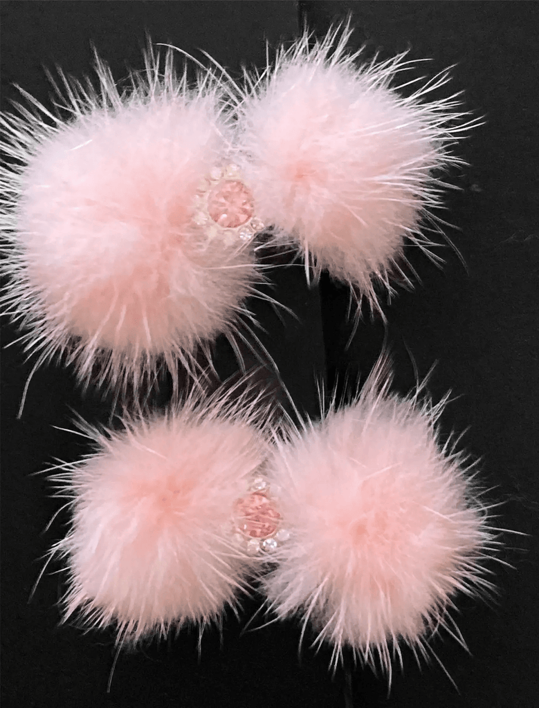 Bark Fifth Avenue Baby Pink Snowflake Pom Pom Hair Barrettes