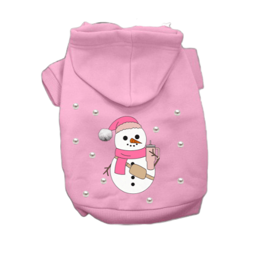 Bark Fifth Avenue Pearl Frosty Snowman- Dog Hoodie: Large