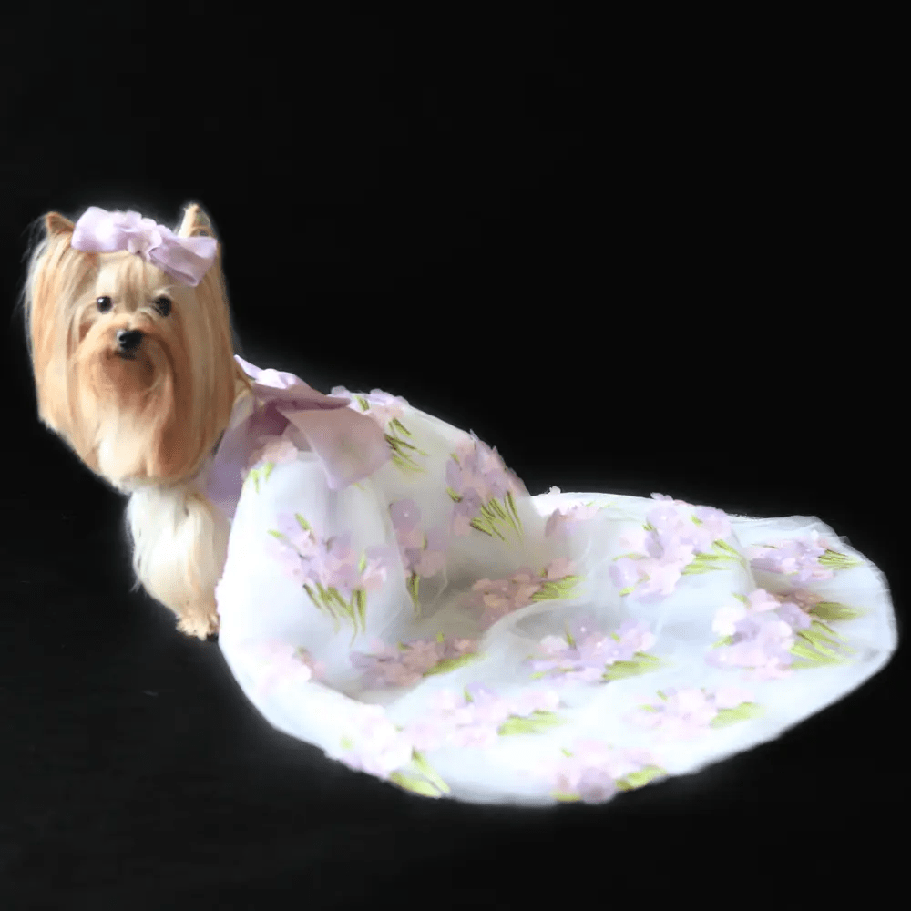 Dog in the Closet Lilac Flower and Pear Party Dress