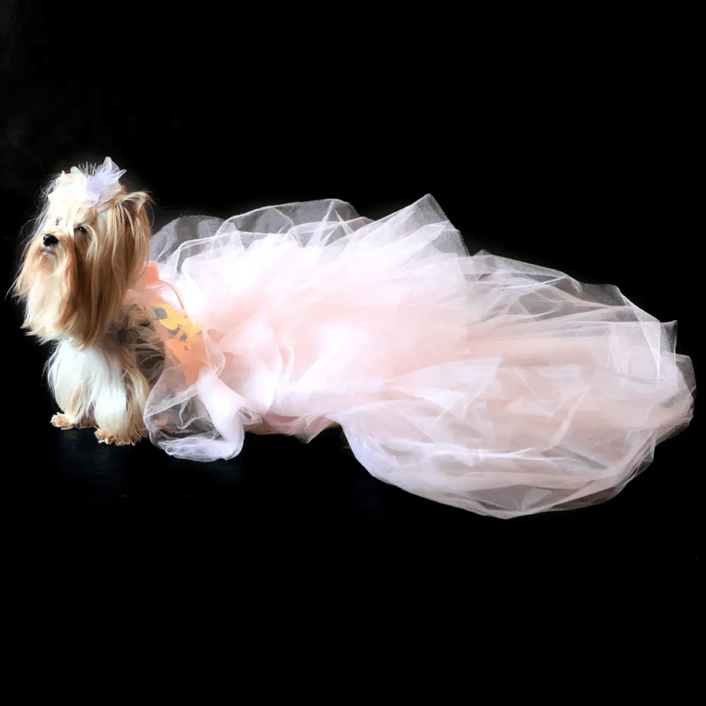 Dog in the Closet Pastel Pink Tulle and Iridescent Sequin Party Dress