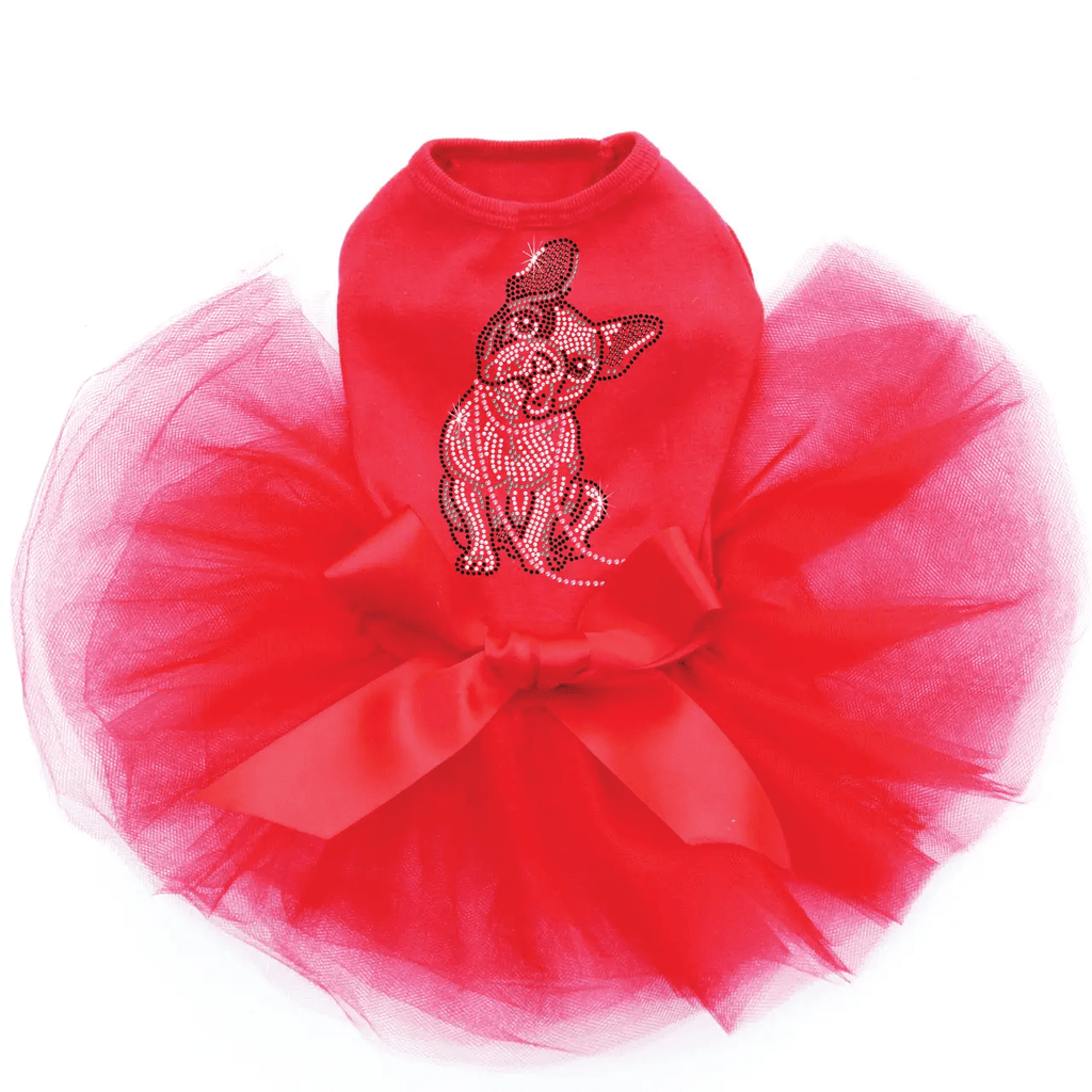 Dog in the Closet XXS / Red French Bull Dog with Necklace Custom Tutu