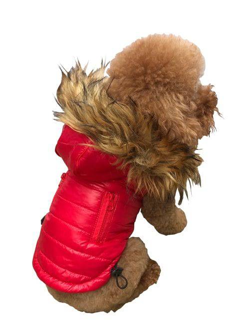 Dog Squad XXS Ski bunny puffer coat, red