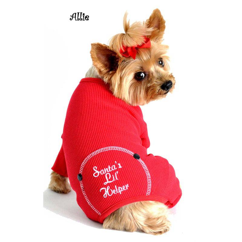 Doggie Design, Inc XS Christmas Red "Santa's Lil' Helper" Embroidered Pajamas