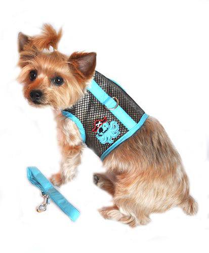 Doggie Design, Inc XS / Pirate Octopus Blue and Black Cool Mesh Dog Harness with Leash