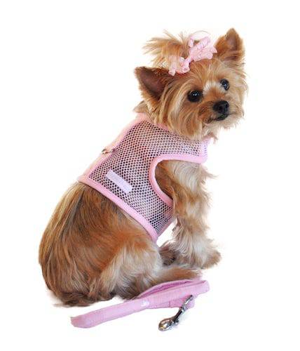 Doggie Design, Inc XS / Solid Pink Cool Mesh Dog Harness with Leash