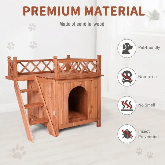 Furr-Baby Gifts 2-Story Weather Resistant Wooden Kennel Pet House
