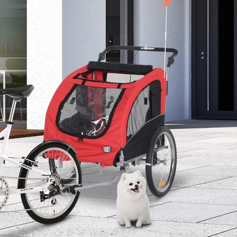 Furr-Baby Gifts Black and Red Pet Dog Bicycle Trailer Jogger with Suspension