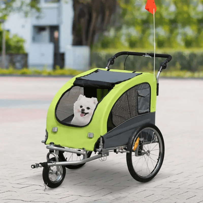 Furr-Baby Gifts Grey and Green Pet Dog Bicycle Trailer Jogger with Suspension