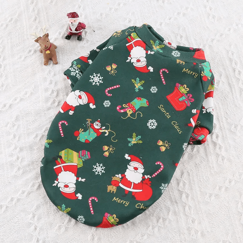 Furr-Baby Gifts XS / Green Shirt Christmas Pet Santa Costume Hoodie