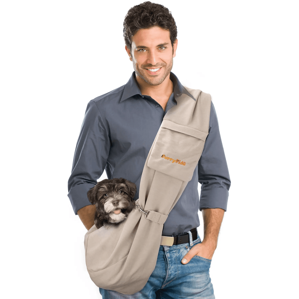 Furry Fido Pet Supplies Khaki Adjustable Pocket Pet Sling