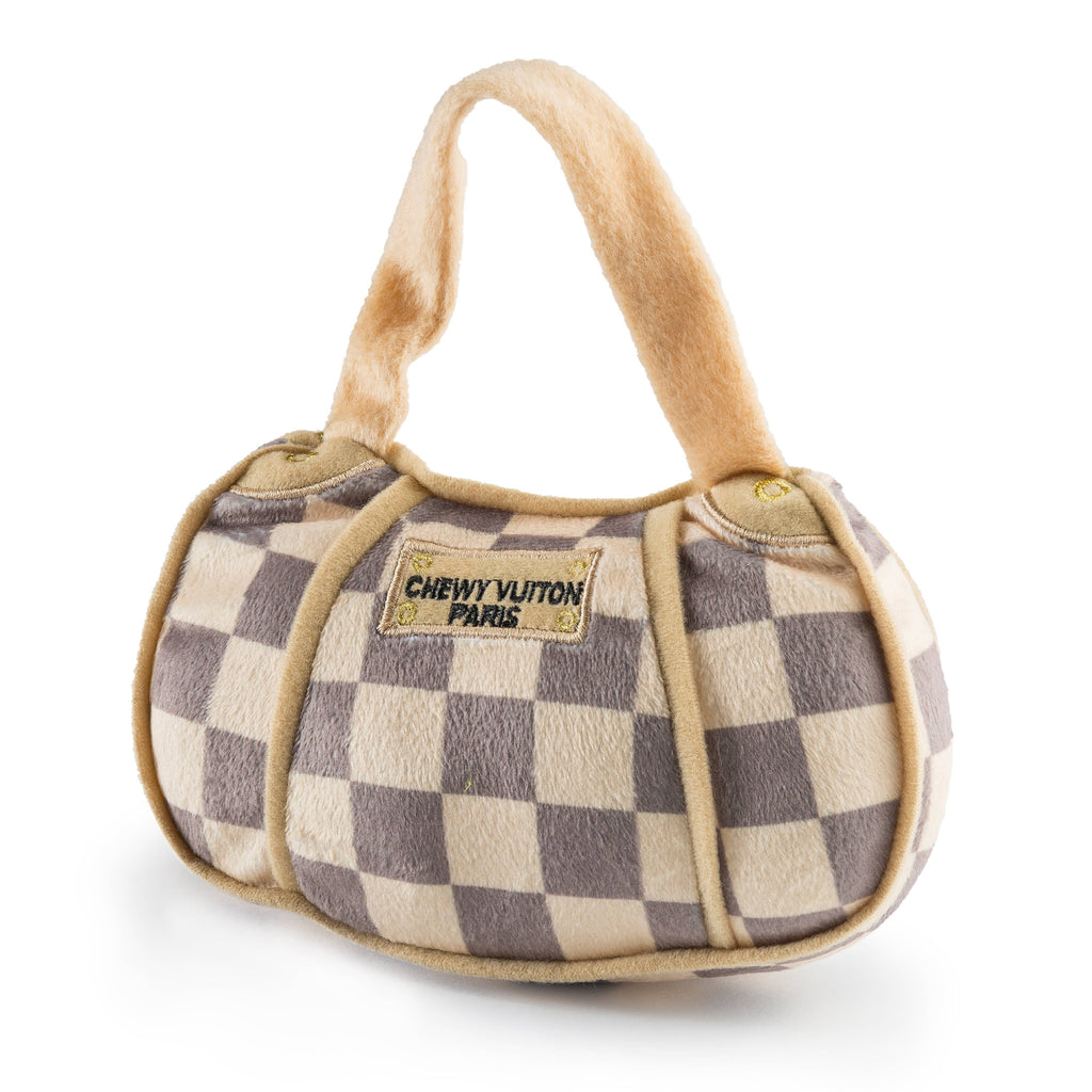 Haute Diggity Dog Small / Mini Checker Chewy Vuiton Handbag Squeaker Dog Toy