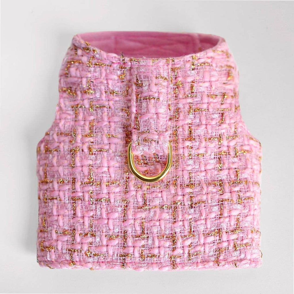 Hello Doggie Chantel Tweed Dog Harness: SM / "Bubblegum Pink"