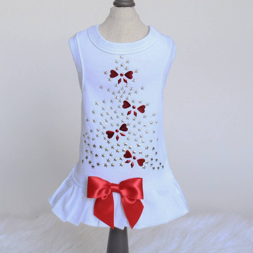 Hello Doggie Holiday Sparkle Dress: MD / Red