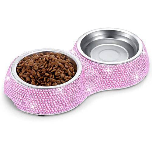 Hello Doggie Pink Crystal Crystal Dining Bowls
