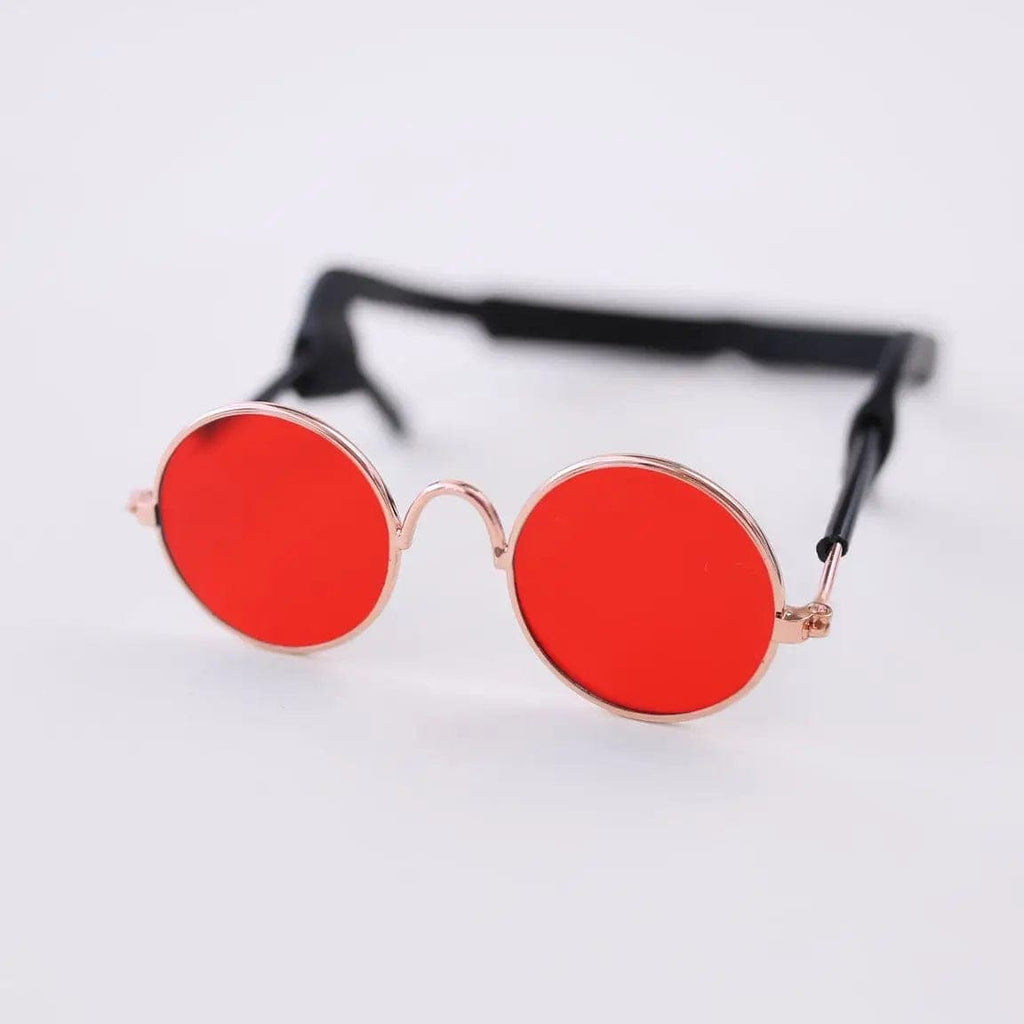 Hello Doggie Strap Clear Dog Sunglasses: Red