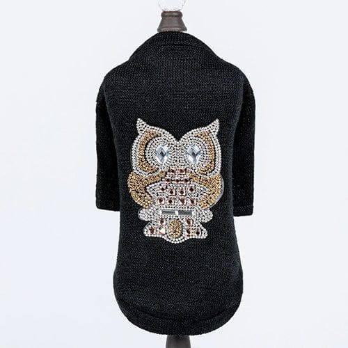 Hello Doggie XXS Night Owl Dog Sweater: Black