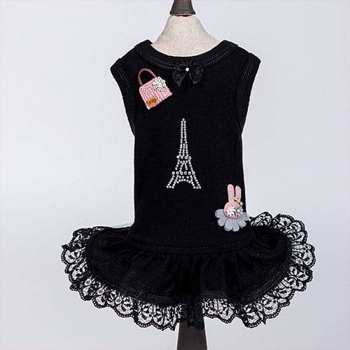 Hello Doggie XXS Paris Dog Dress: Black