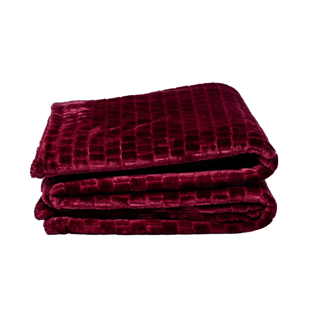 Jojo Modern Pets Wine Red Family Textured Luxury Sherpa Pet Blankets (50" x 60")