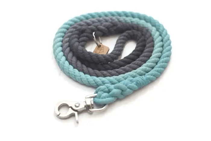 Kai's Canine Creative Grey and Aqua Ombre Rope Dog Leash