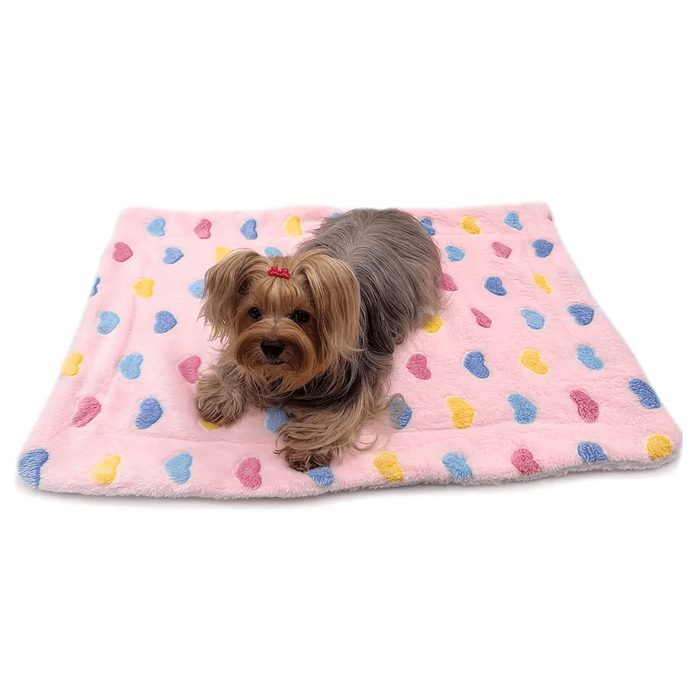 Klippo S / Pink Double Layer Ultra Plush Colorful Hearts Blanket