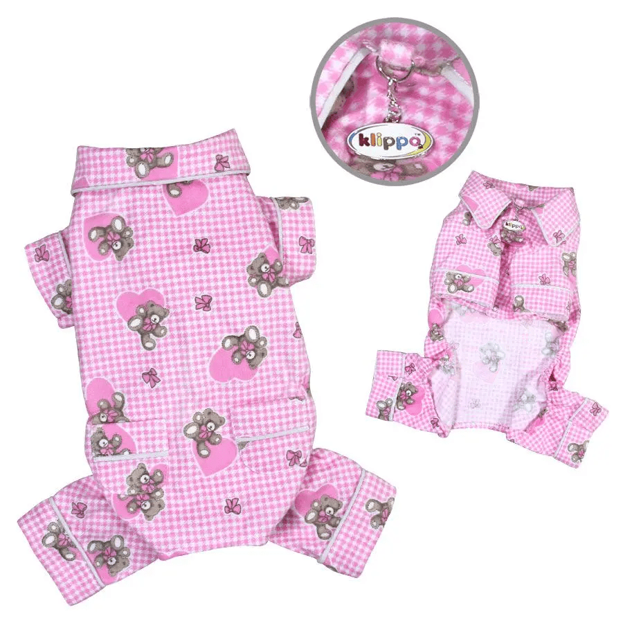 Klippo Teddy Bear Love Flannel Pajamas - Pink