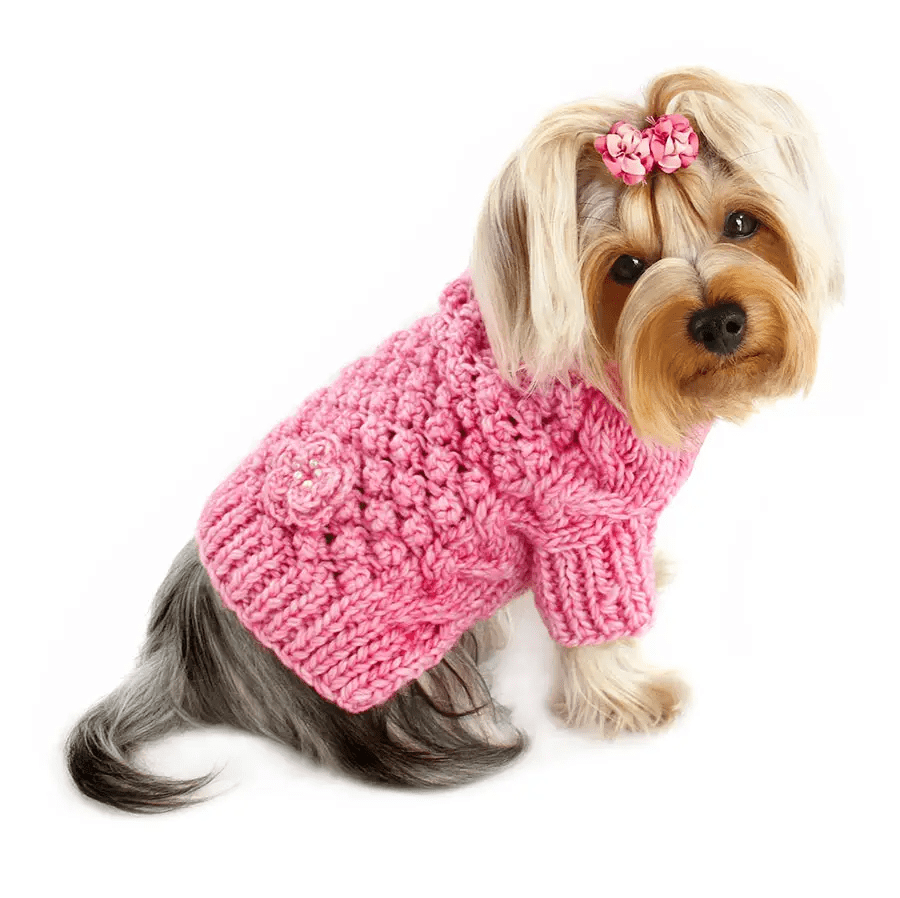 Klippo XS Pink Bobble Stitch Turtleneck Hand Knitted Sweater