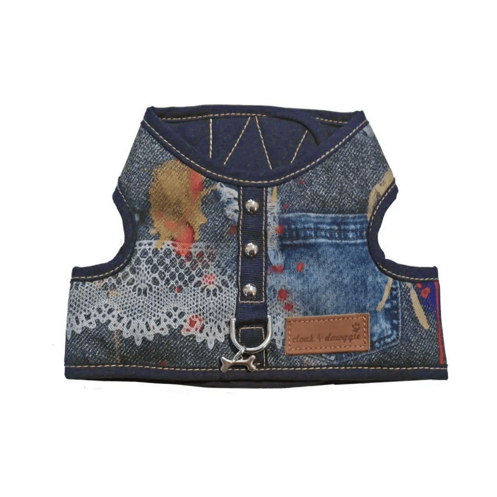 My Canine Kids / Cloak & Dawggie T1 Up to 2 LBS Denim Lace Dog Harness Vest