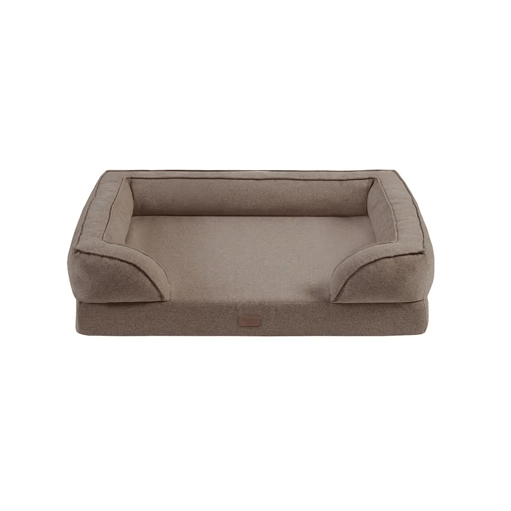 Olliix S / Brown Bolstered 2-Layer Dog Bed with Gel Memory Foam