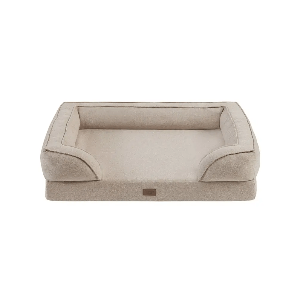 Olliix S / Tan Bolstered 2-Layer Dog Bed with Gel Memory Foam
