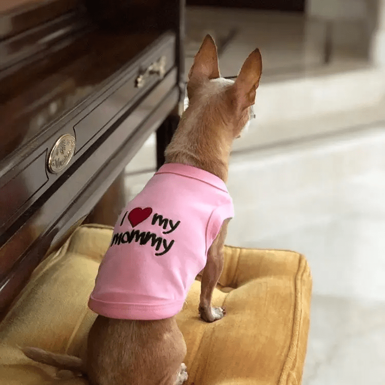 Parisian Pet I Love Mommy - Pink Dog T-Shirt