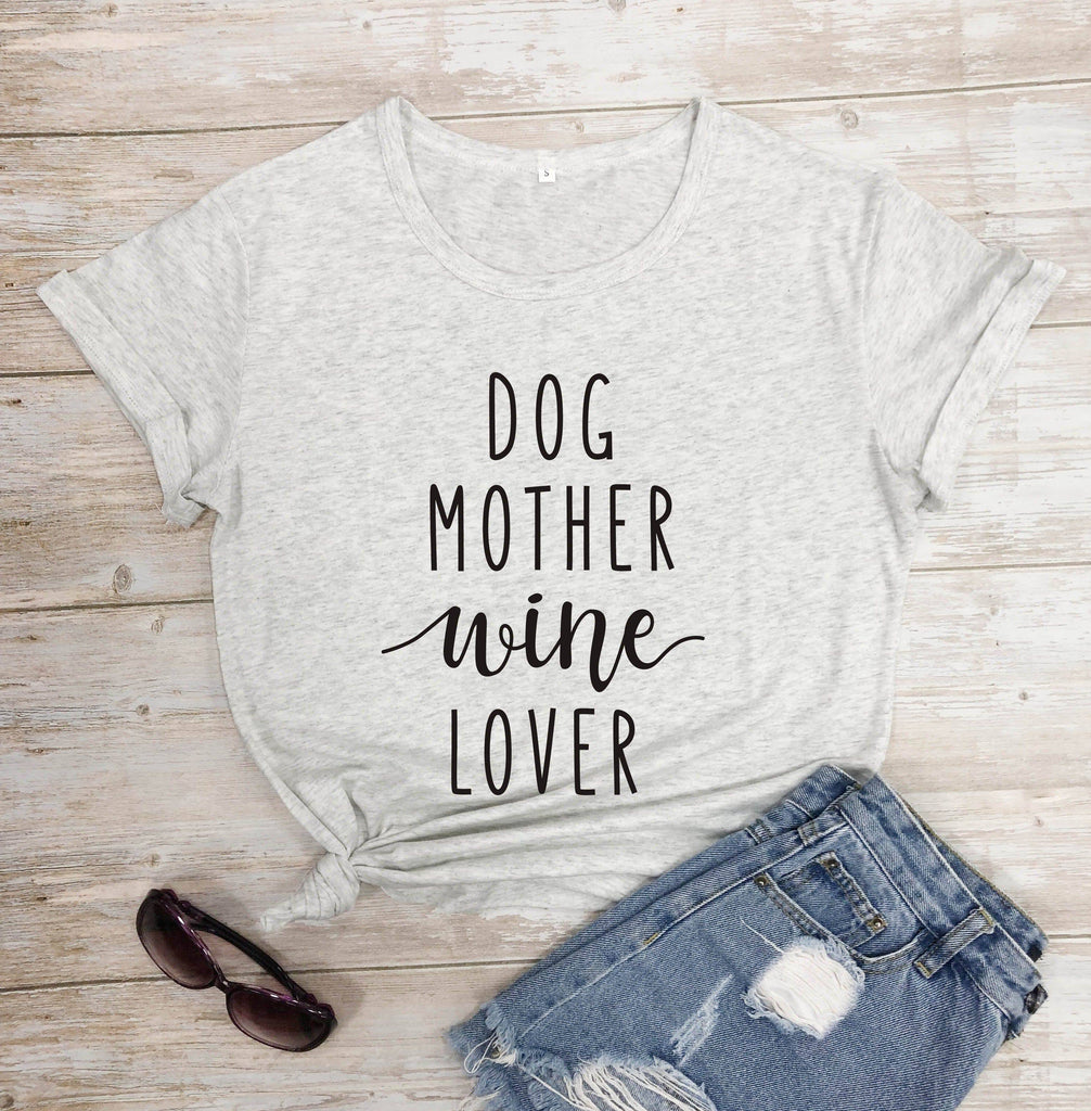 Pet Emporium LLC Marble - Black text / 3XL Dog Mother Wine Lover T-shirt