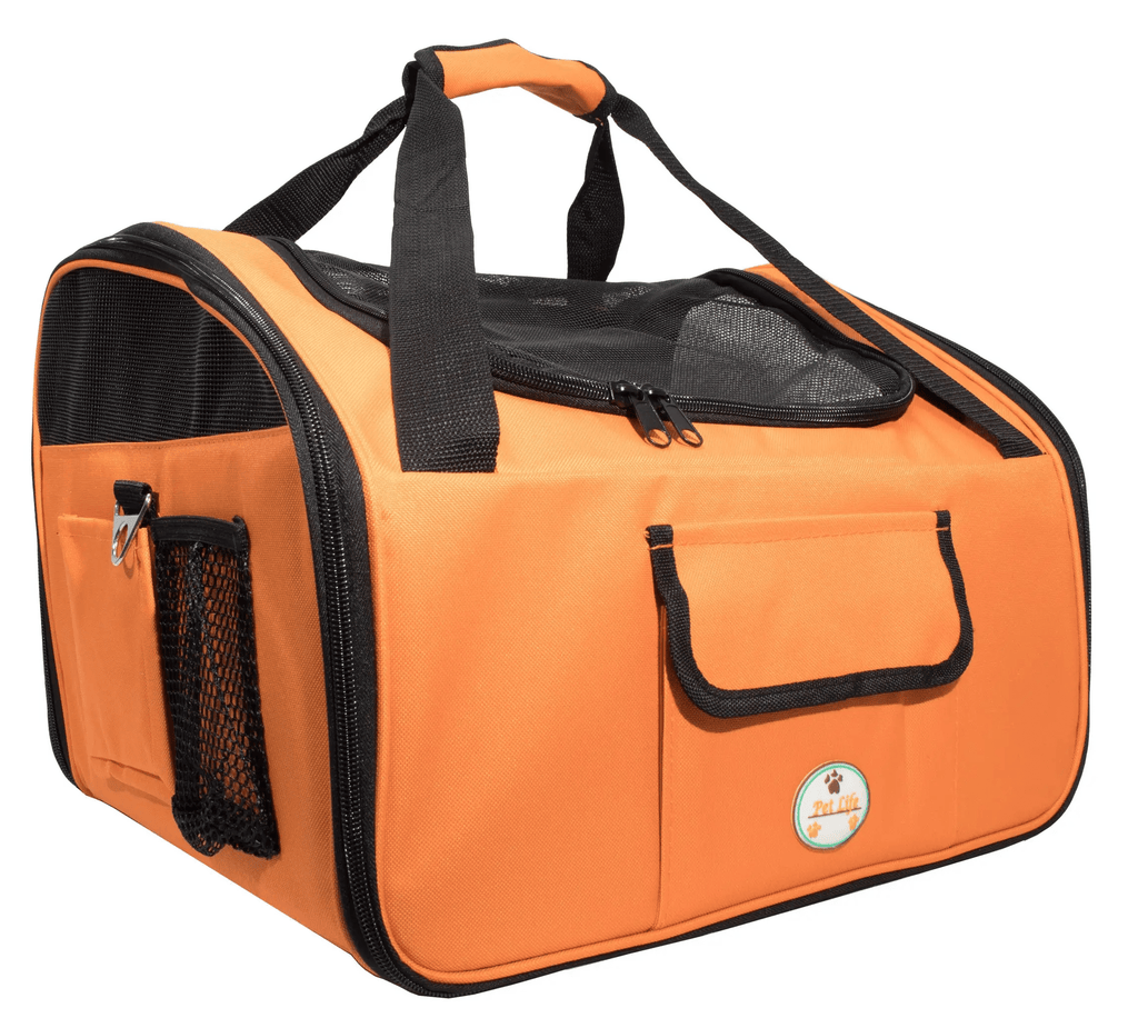 Pet Life Orange Ultra-Lock' Safety Travel Wire Folding Pet Car Seat Carrier