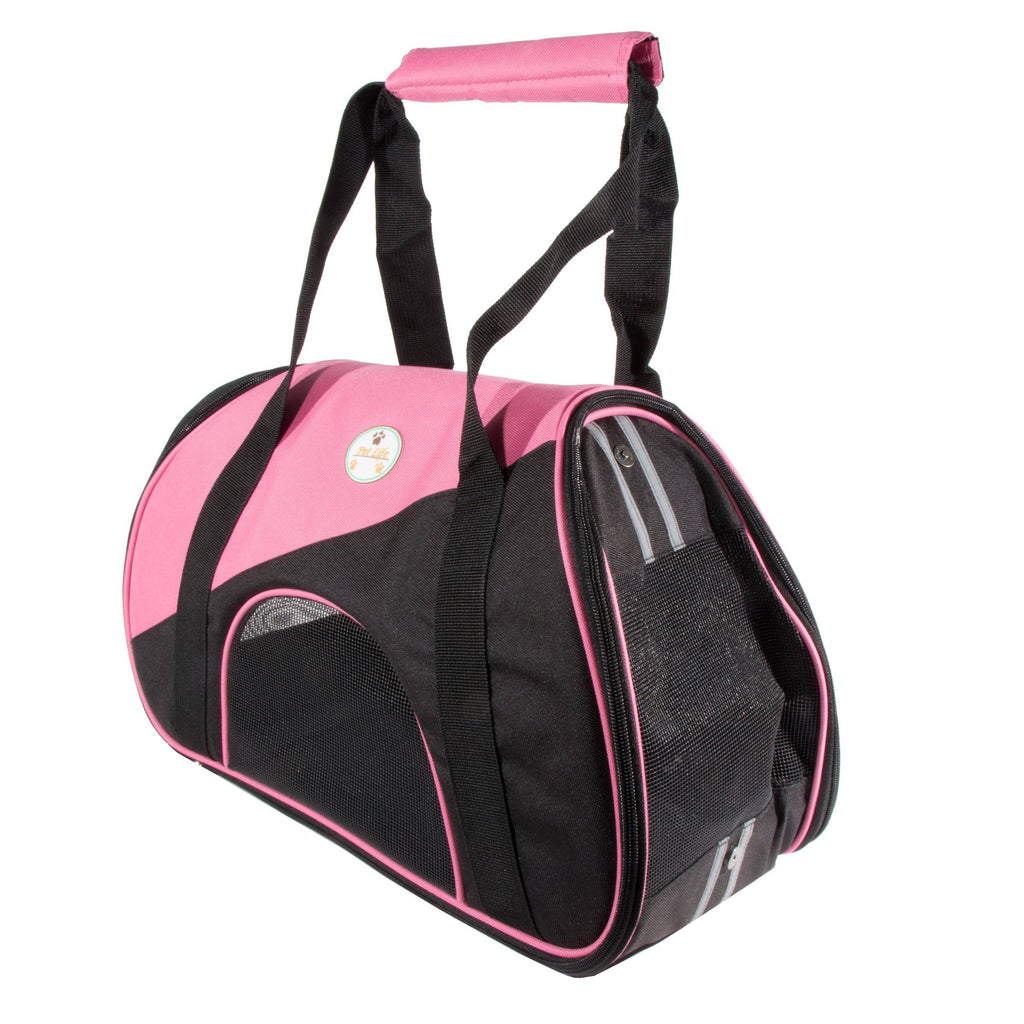 Pet Life Pink, Black / One Size Airline Approved Zip-N-Go Contoured Pet Carrier