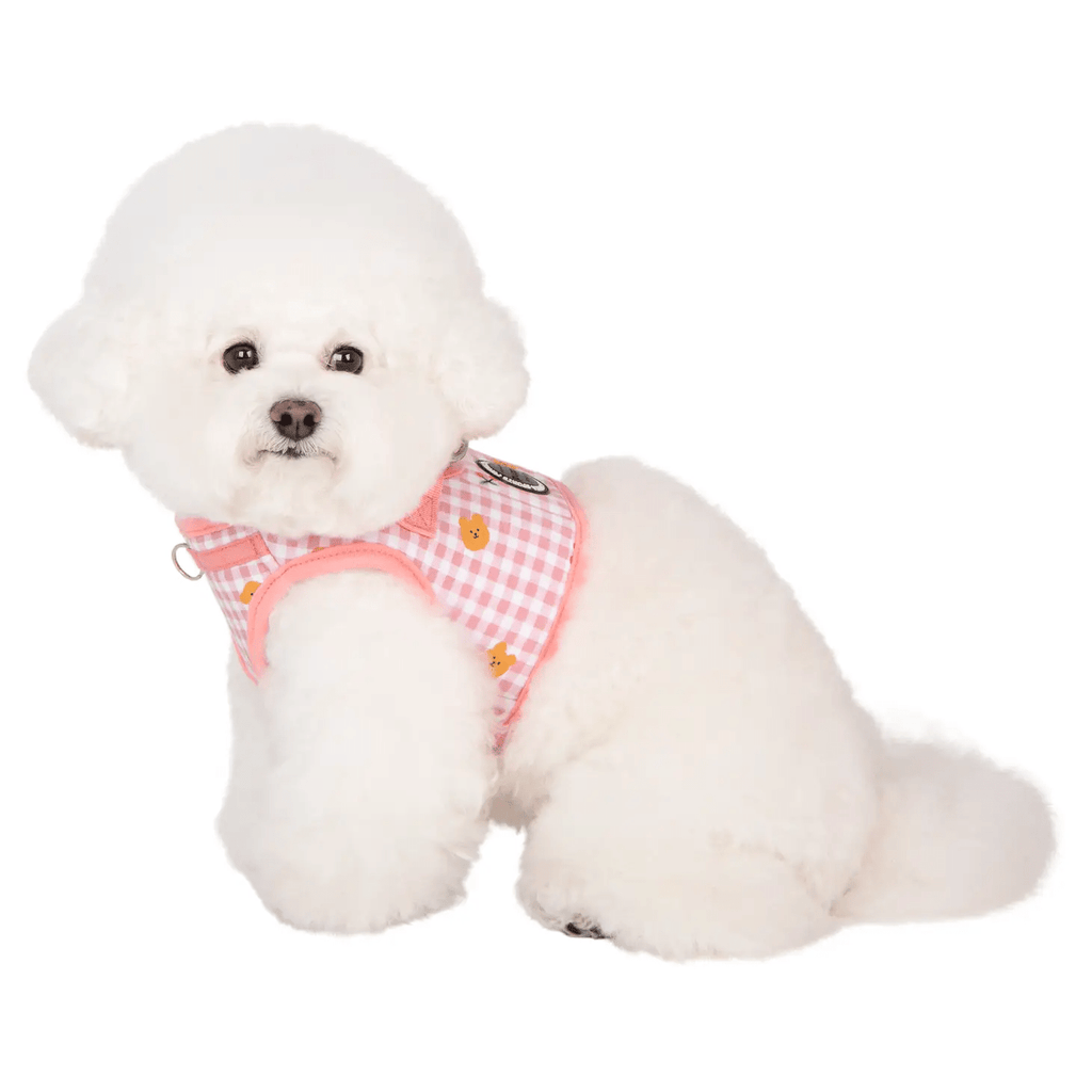 Puppia Baba Vest Dog Harness Step-in Checkered Bear