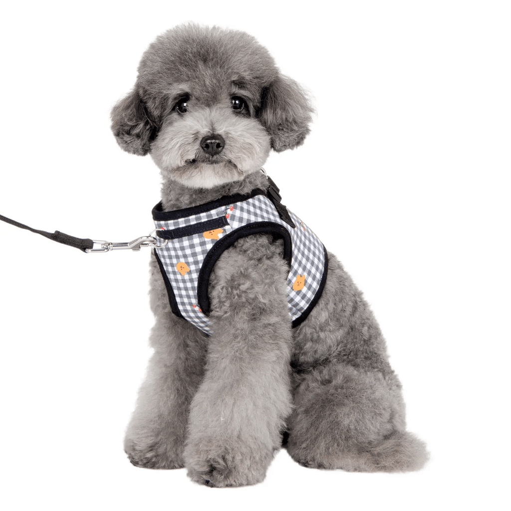 Puppia Baba Vest Dog Harness Step-in Checkered Bear