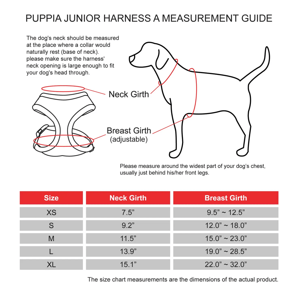 Puppia Junior Dog Harness Over-the-Head Checkered Pattern