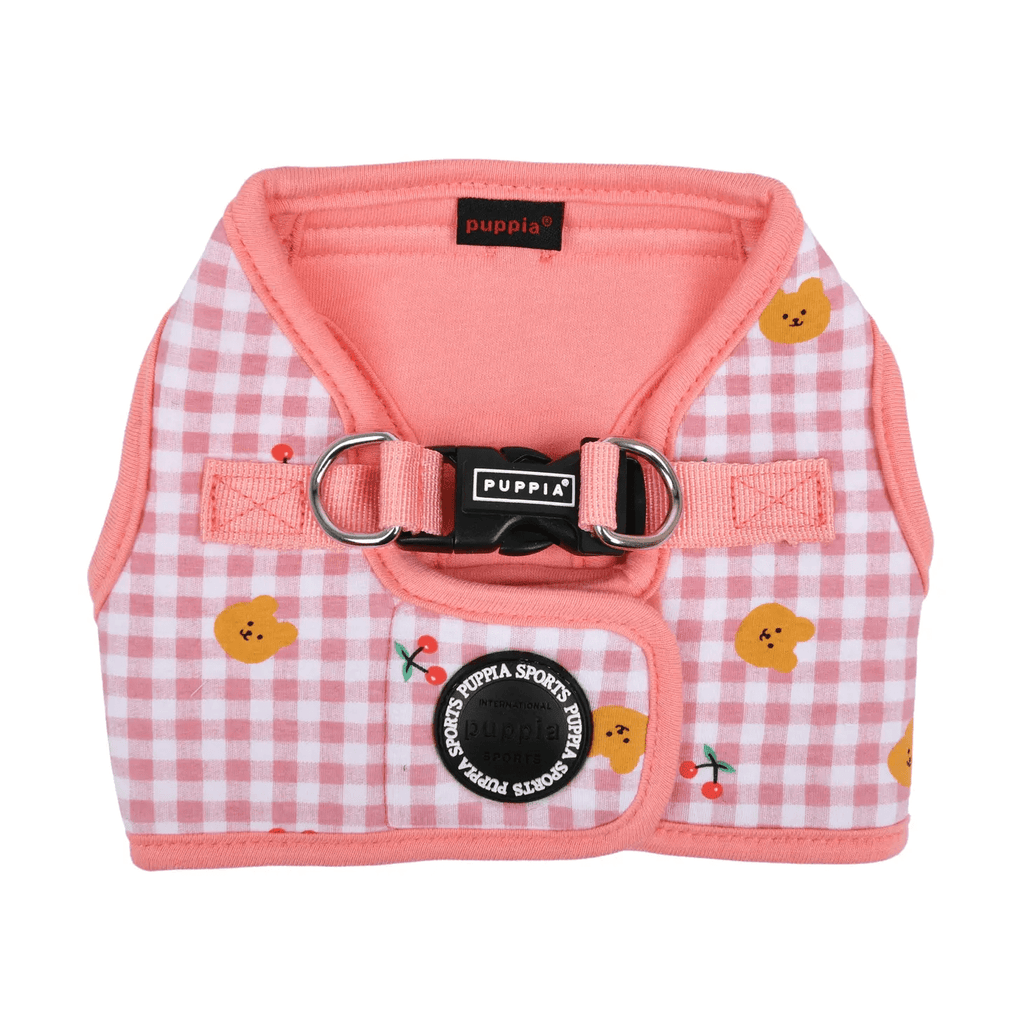 Puppia S / Indian Pink Baba Vest Dog Harness Step-in Checkered Bear