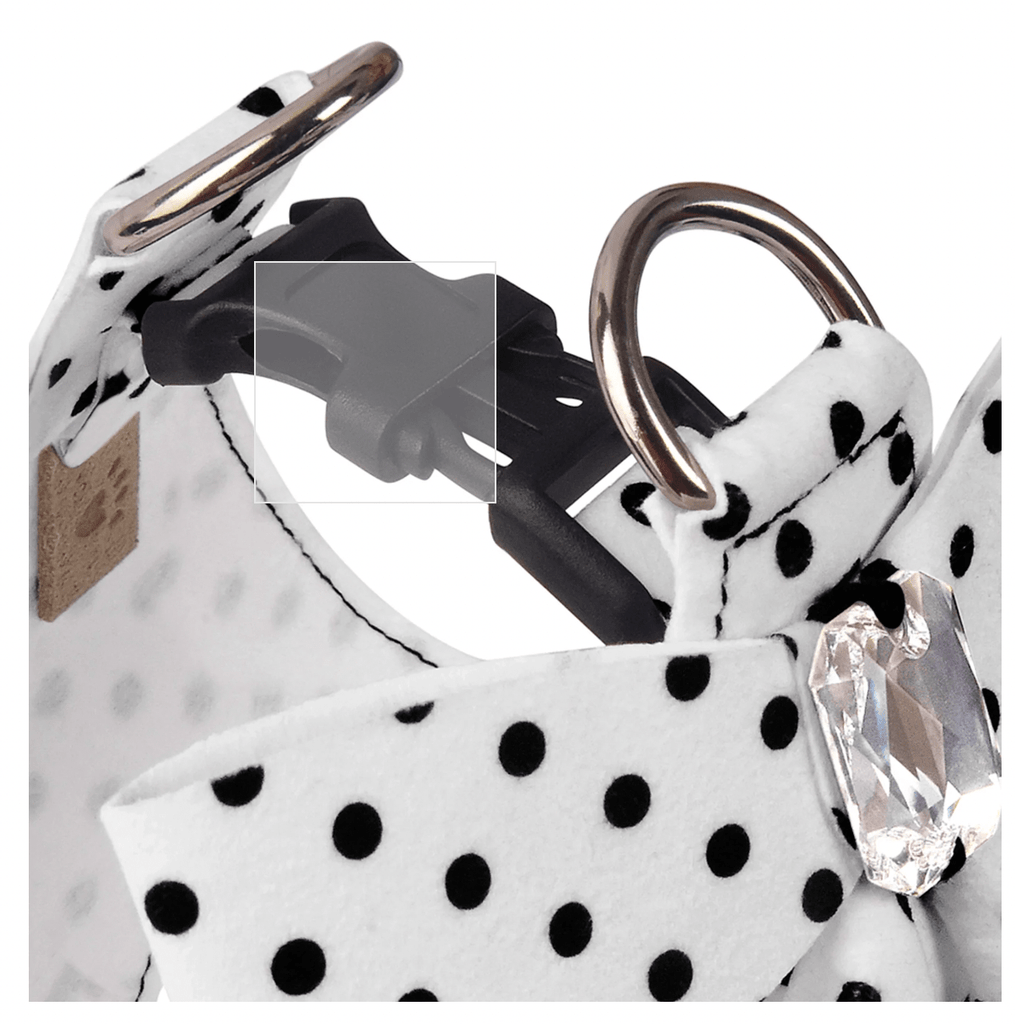 Susan Lanci Designs Black & White Polka Dot Tail Bow Step In Harness