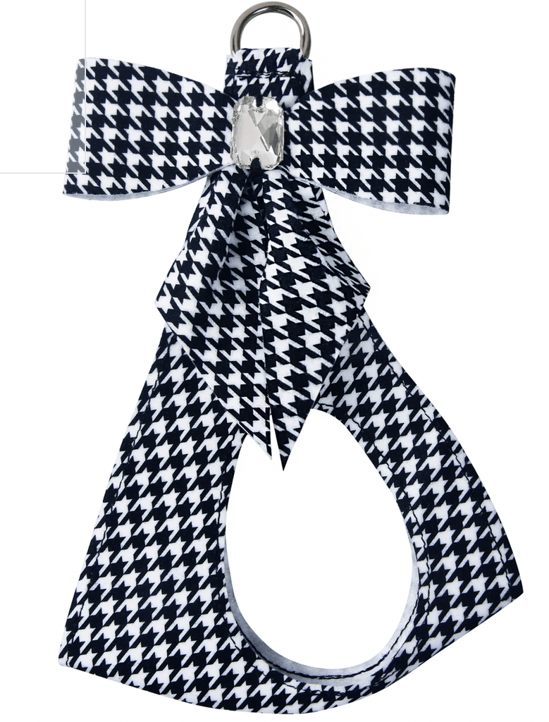 Susan Lanci Designs TC Black & White Houndstooth Tail Bow Step In Harness