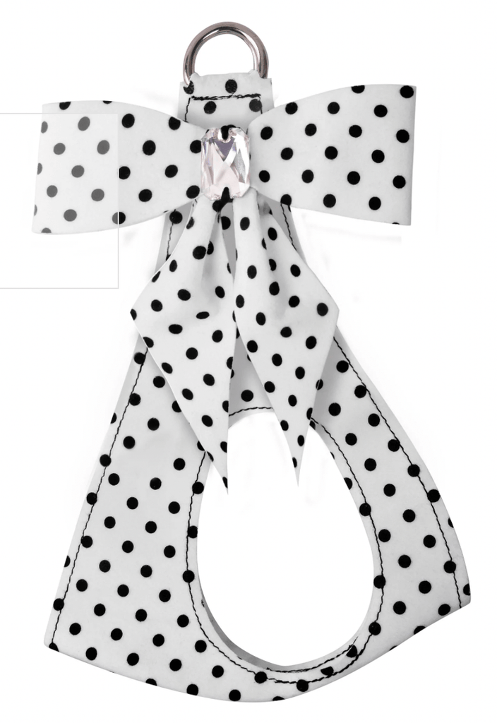 Susan Lanci Designs TC Black & White Polka Dot Tail Bow Step In Harness
